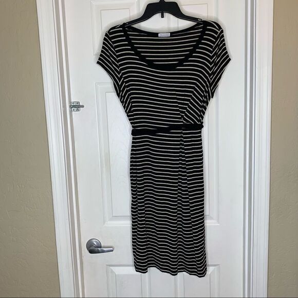 A Pea In The Pod Striped Batwing Sleeve Tie Dress Size Large - Picture 9 of 10